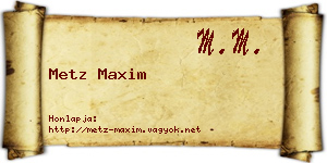 Metz Maxim névjegykártya